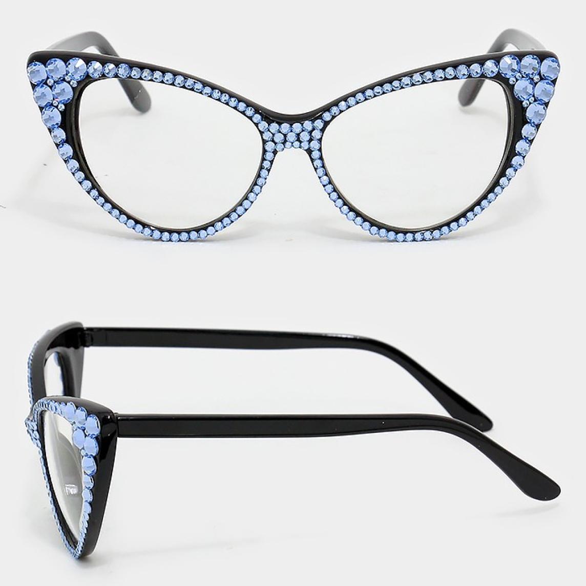 Light Blue Australian Crystals Cat-Eye Glasses