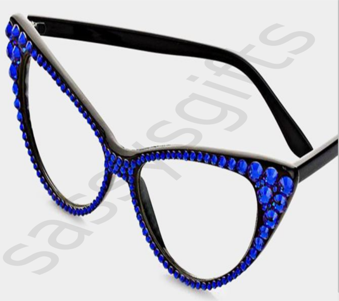 Royal Blue Australian Crystals Cat-Eye Glasses