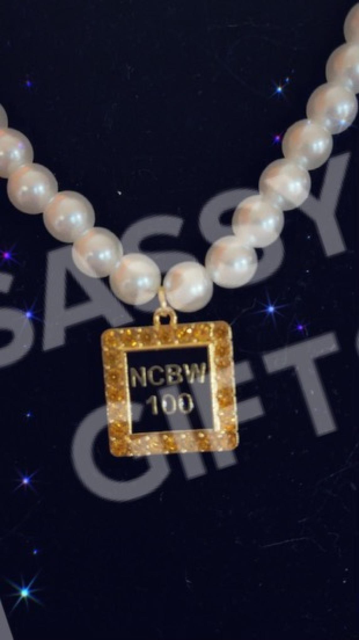 NCBW100 Square Rhinestone Pearl Necklace