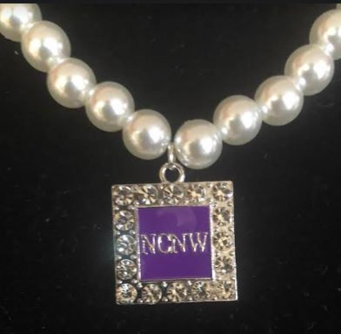 NCNW Square Rhinestone Pearl Necklace