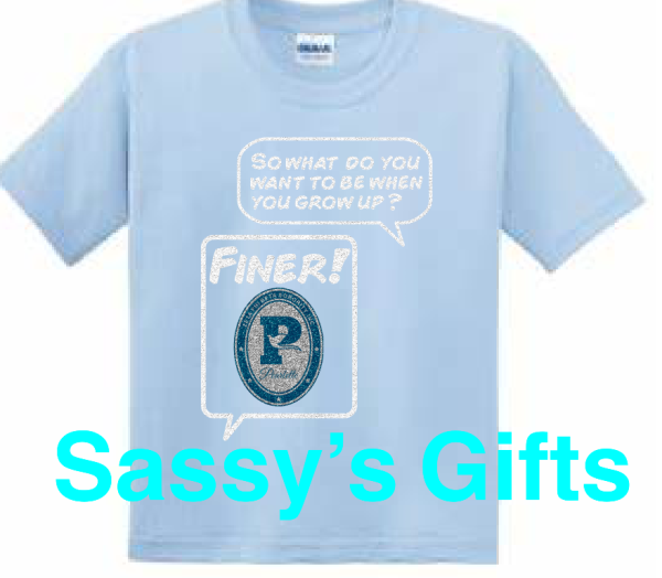 Amicette Finer Glitter Tee. What Do You Want To Be? Youth Sizes Only (X-LARGE -  Blue)